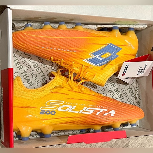 Solista 200 IX FG Lotto Soccer Cleats orange/yellow new in box size 10.5 Unisex main image 9
